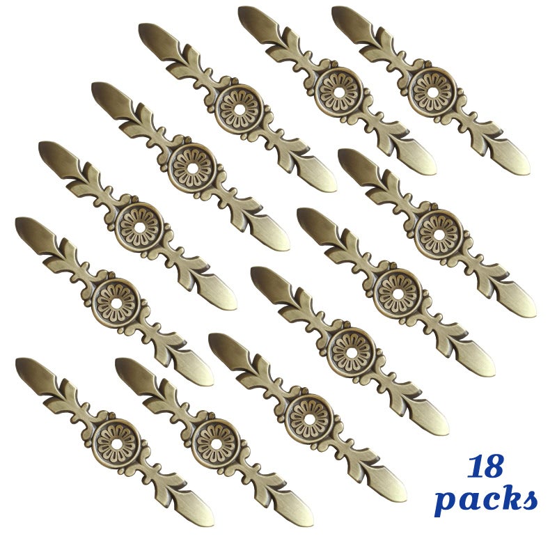 YMAISS Cabinet Handle Backplates  18pcs Zinc Alloy Drawer knobs Back Plate Retro Style Single Hole Door Handle Backplate for Cabinets and Drawers knobs(Antique Brass L:120mm) - Image 3